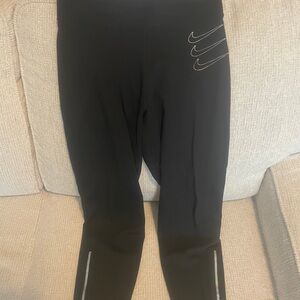 Nike Kids Black Leggings with Silver Accents